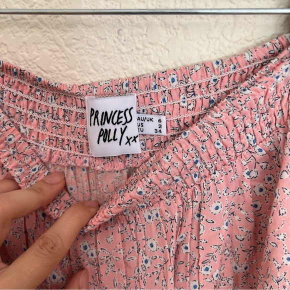 Women's Princess Polly Blush Pink Floral Susanna Two Piece Set Blouse Top Skirt - Picture 8 of 8